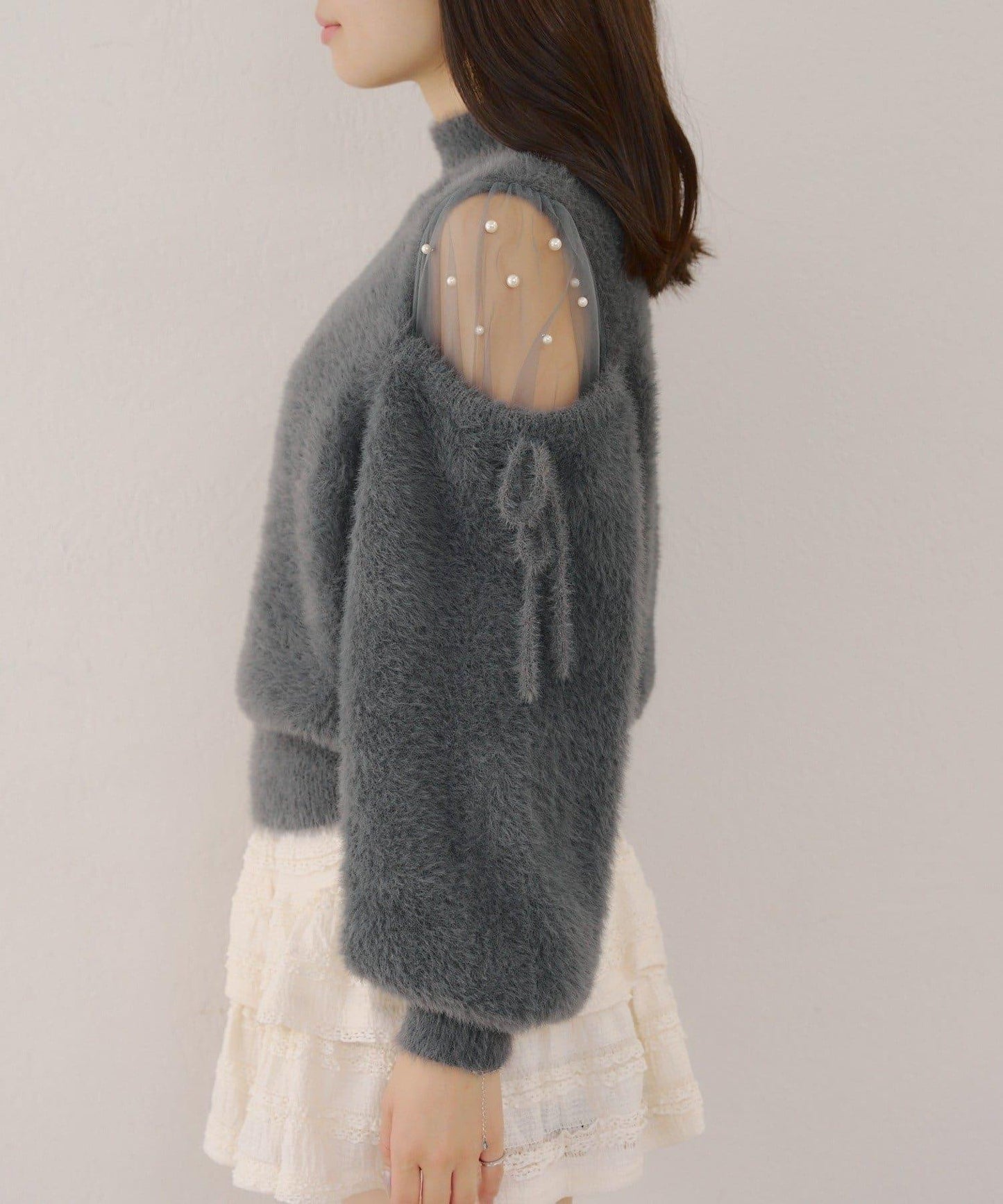 約會或應援活動首選【RMAF】顯身材露膚珍珠針織衫