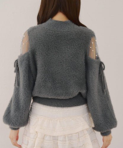 約會或應援活動首選【RMAF】顯身材露膚珍珠針織衫