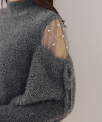 約會或應援活動首選【RMAF】顯身材露膚珍珠針織衫