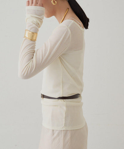 圓領透視長袖T恤