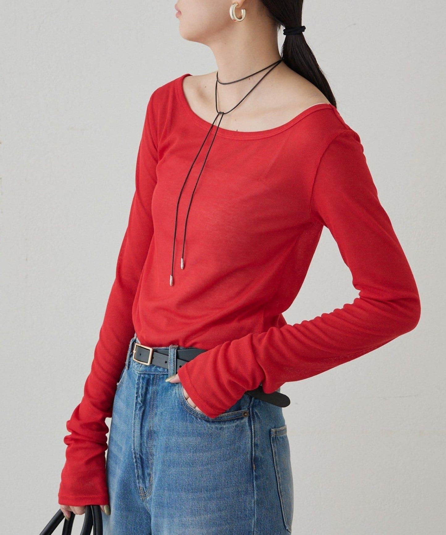 圓領透視長袖T恤