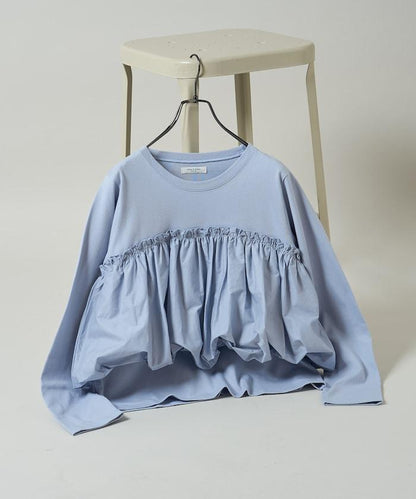 泡泡袖束身上衣風拼接長袖T恤