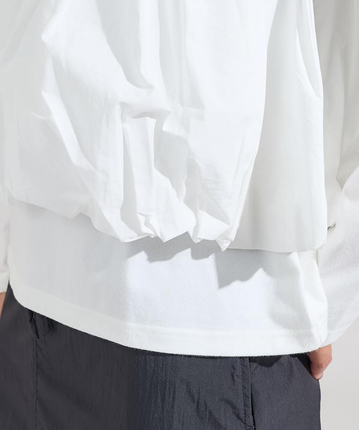 泡泡袖束身上衣風拼接長袖T恤