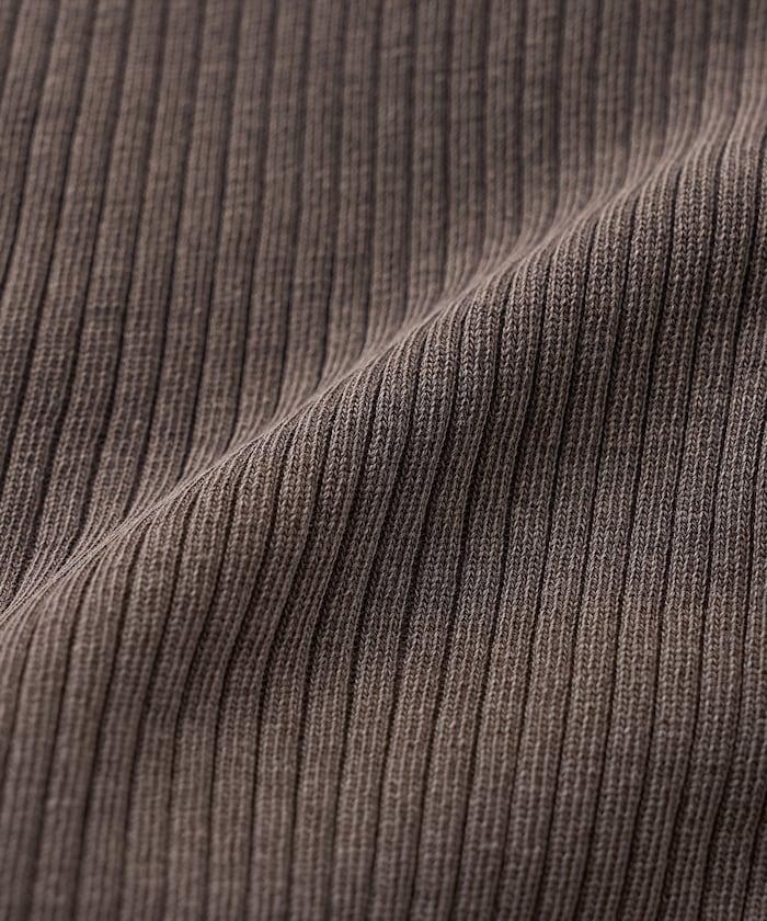 軍風羅紋亨利領長袖T恤