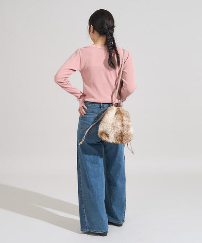 軍風羅紋亨利領長袖T恤