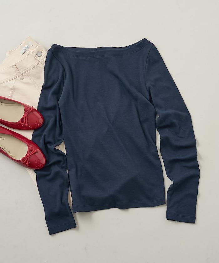 棉莫代爾船領長袖T恤