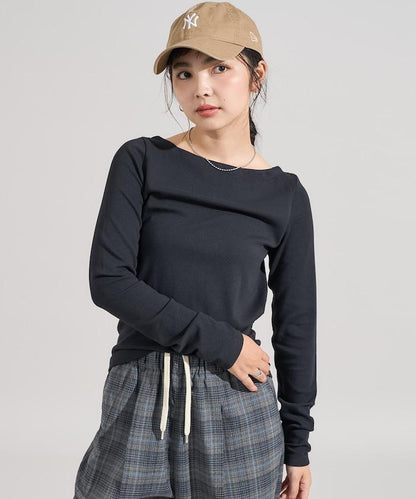 棉莫代爾船領長袖T恤