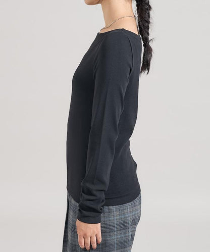 棉莫代爾船領長袖T恤