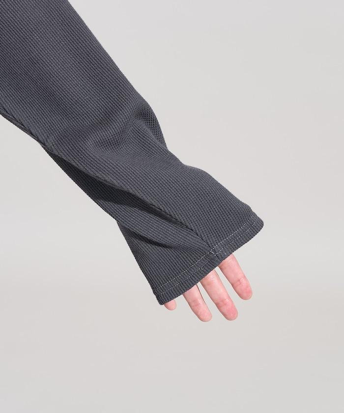 一字肩華夫格長袖T恤