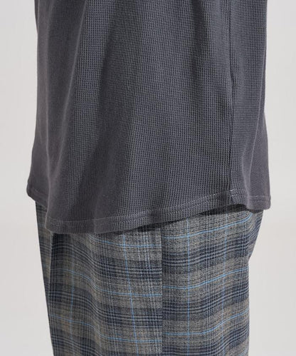 一字肩華夫格長袖T恤