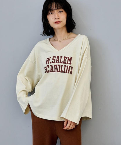 復古風格2way美式橄欖球長袖T恤