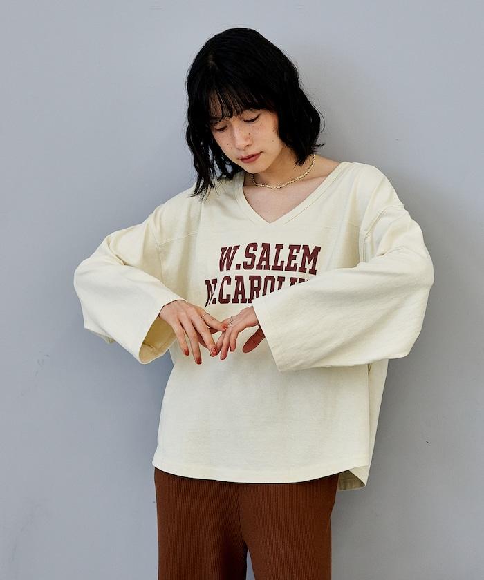 復古風格2way美式橄欖球長袖T恤