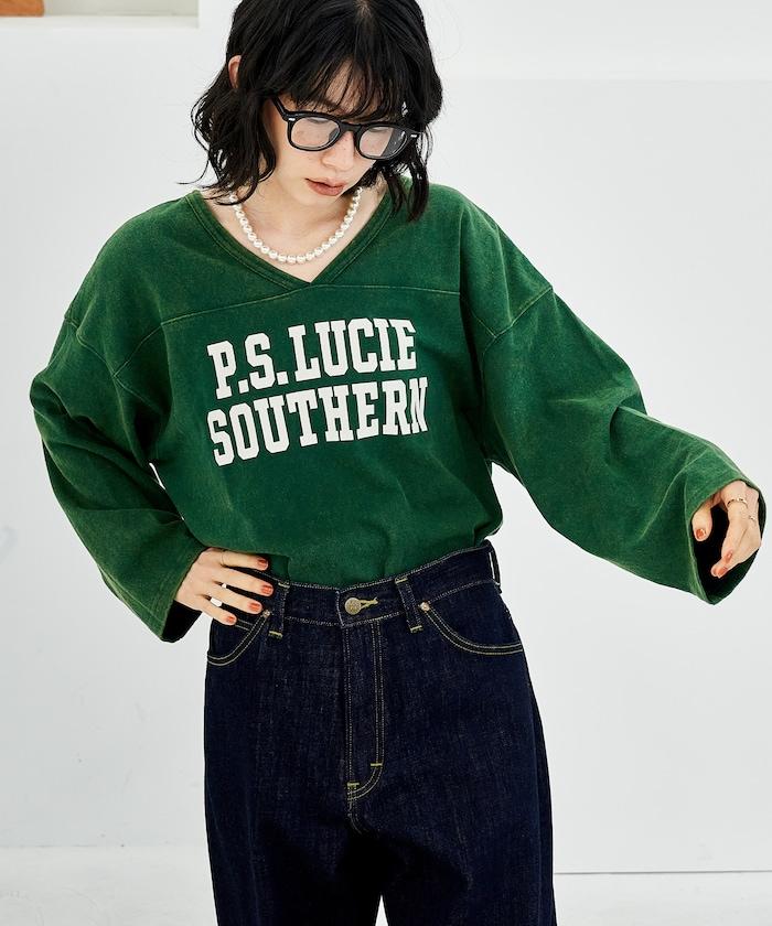 復古風格2way美式橄欖球長袖T恤