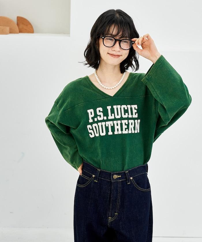 復古風格2way美式橄欖球長袖T恤