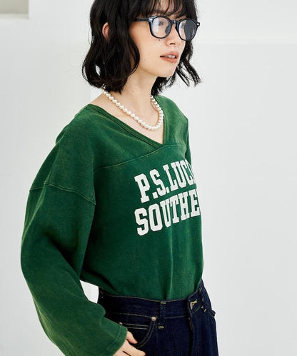 復古風格2way美式橄欖球長袖T恤