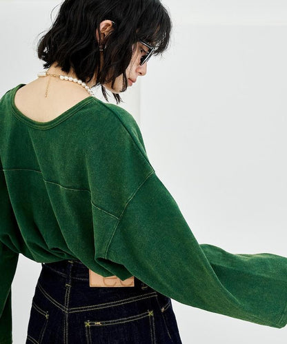 復古風格2way美式橄欖球長袖T恤