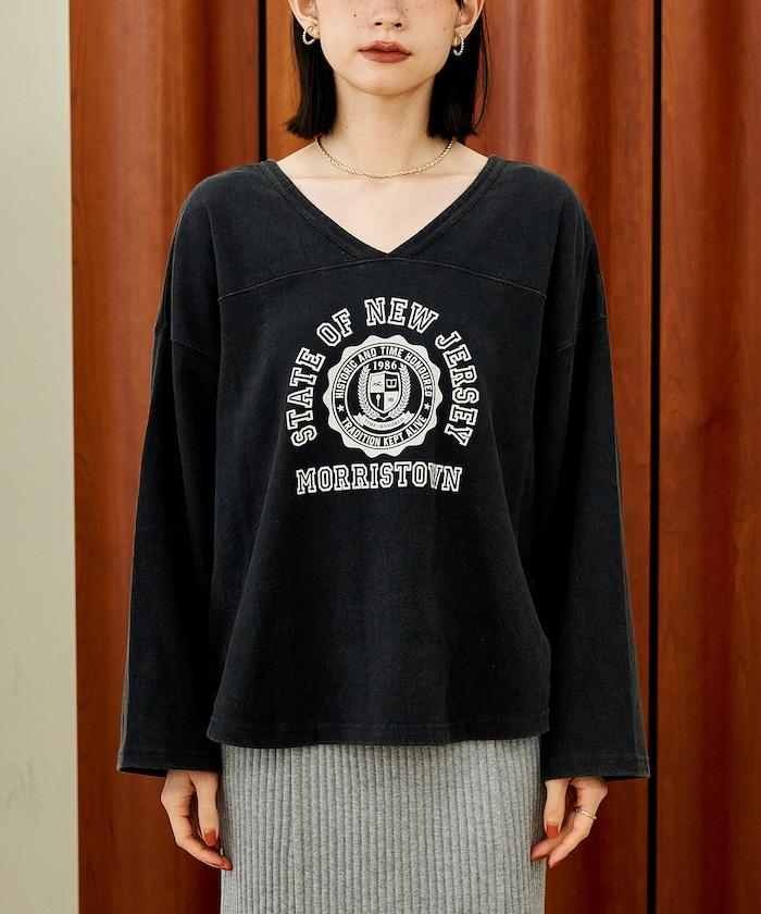 復古風格2way美式橄欖球長袖T恤