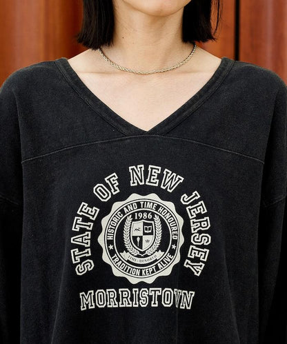 復古風格2way美式橄欖球長袖T恤