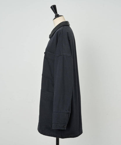 《15 quinze》皮革拼接工裝夾克