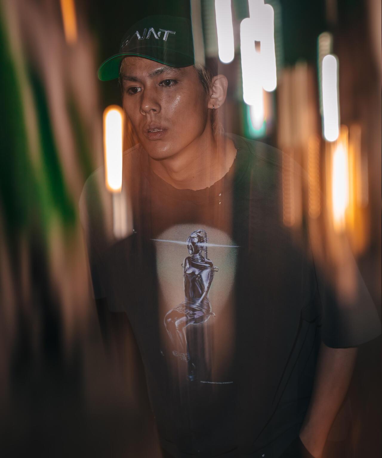 SAINT MICHAEL/短袖T恤/口罩圖案/黑色