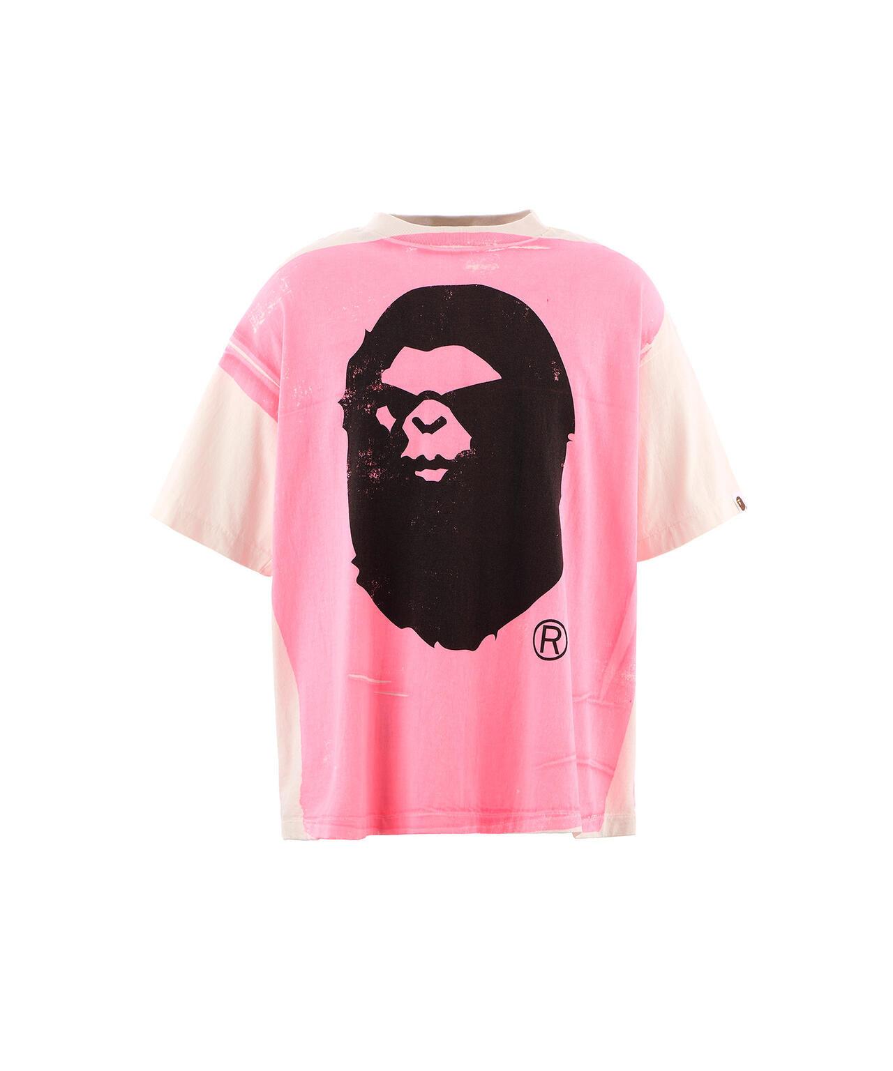 SAINT MICHAEL/聖邁克爾/BAPE_SS TEE/手印圖案/白色×粉色