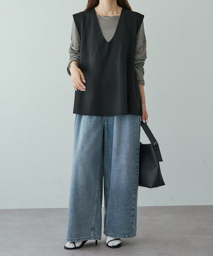 復古風牛仔休閒褲