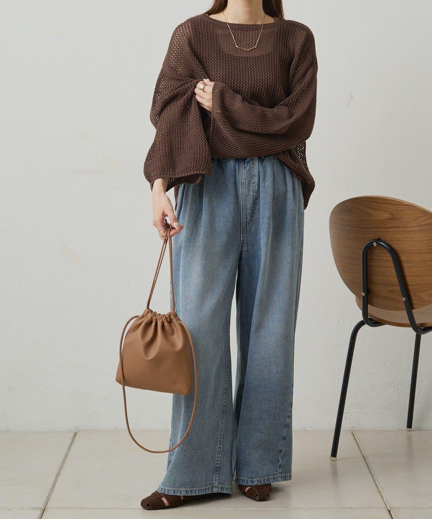 復古風牛仔休閒褲