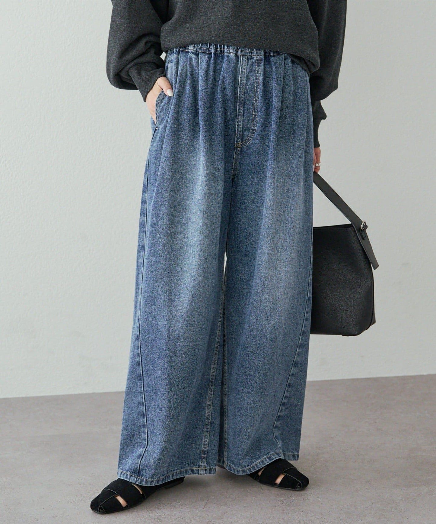 復古風牛仔休閒褲