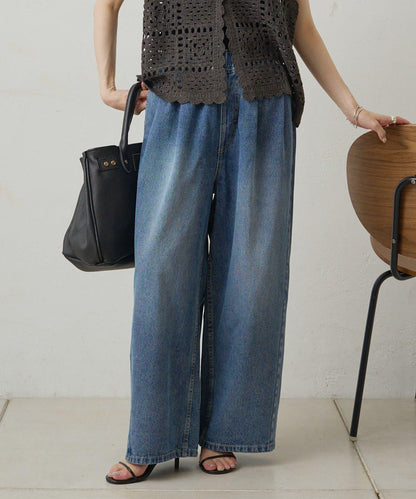 復古風牛仔休閒褲