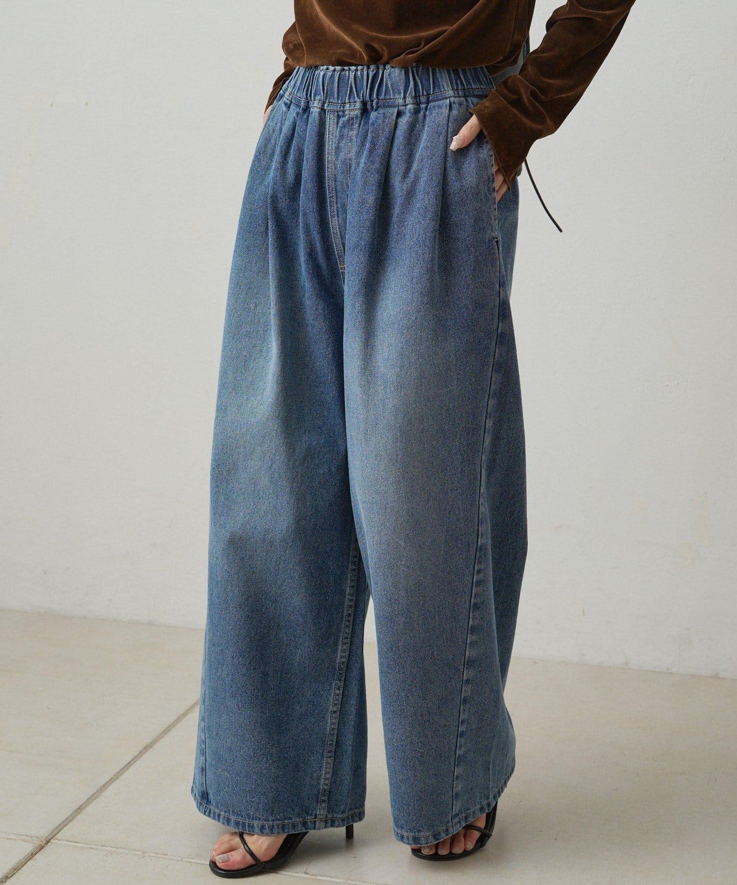 復古風牛仔休閒褲