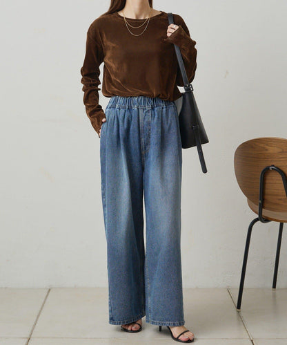 復古風牛仔休閒褲