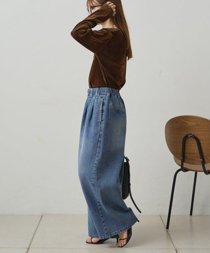 復古風牛仔休閒褲