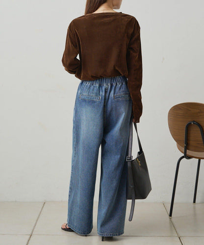 復古風牛仔休閒褲