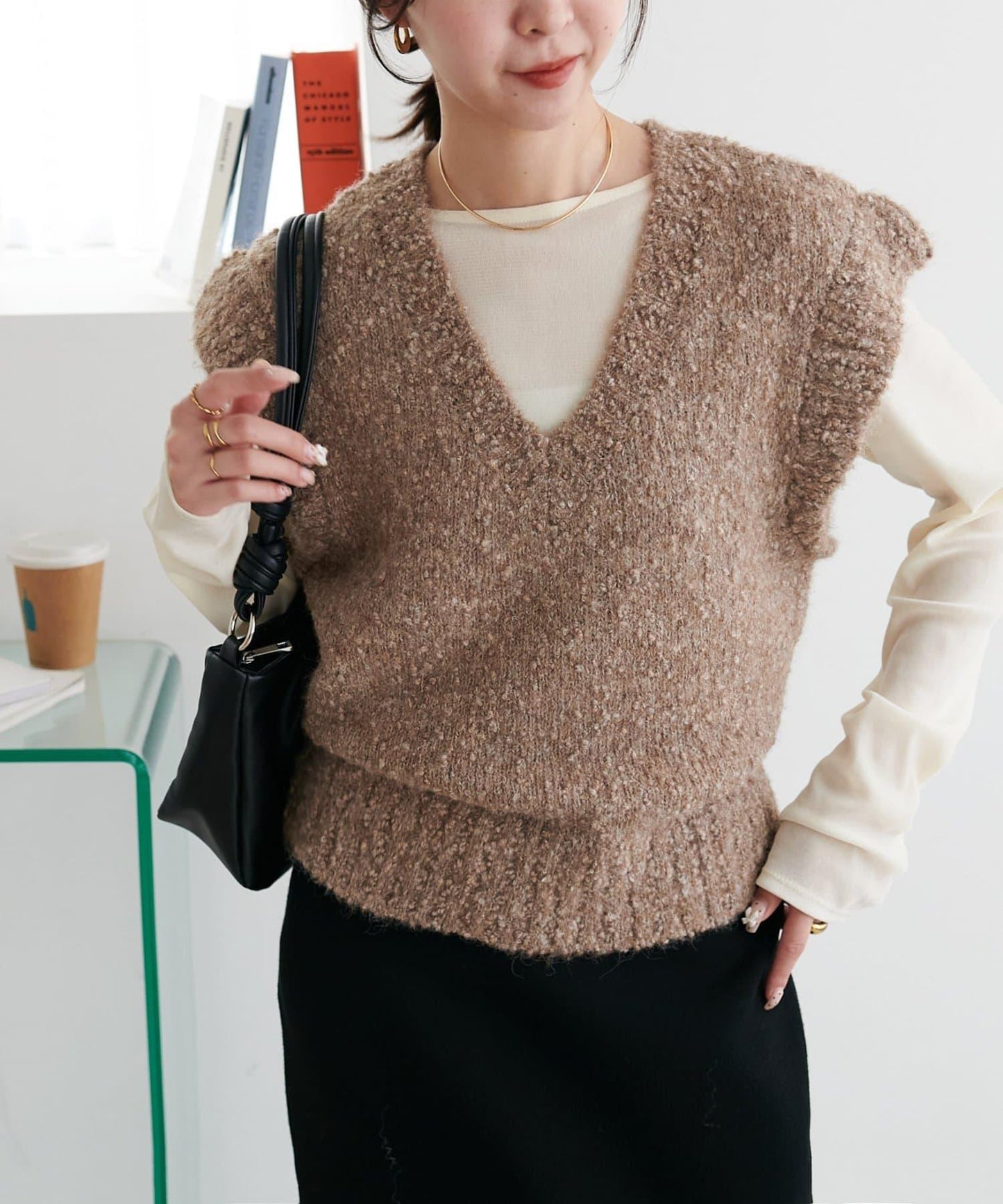 【Discoat】粗斜紋荷葉邊馬甲