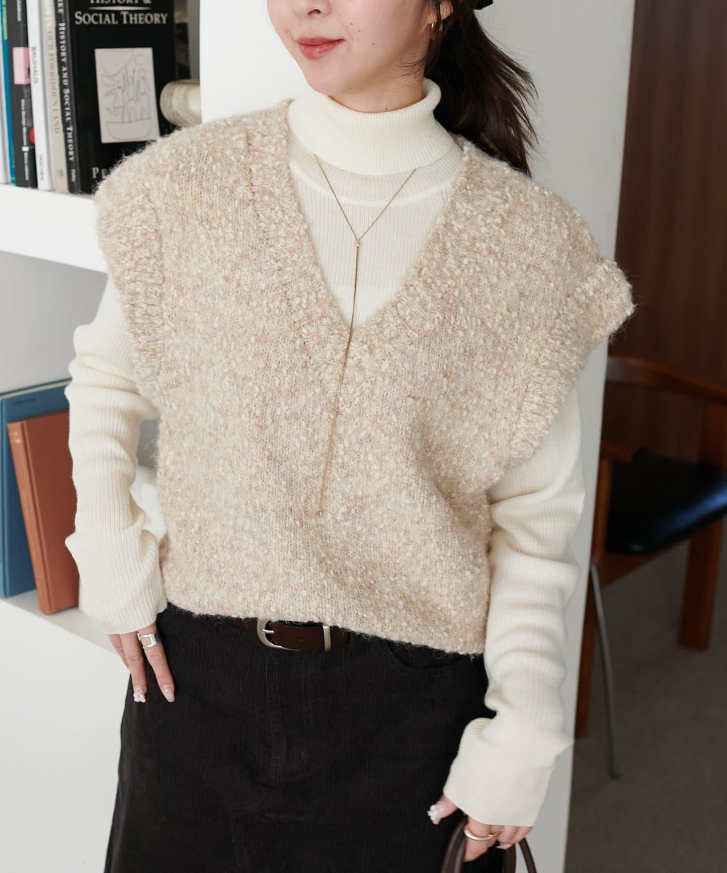 【Discoat】粗斜紋荷葉邊馬甲