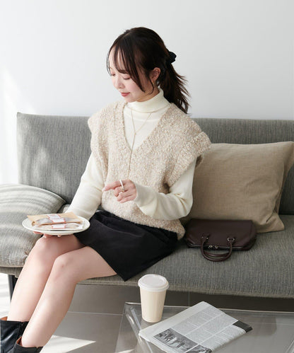 【Discoat】粗斜紋荷葉邊馬甲