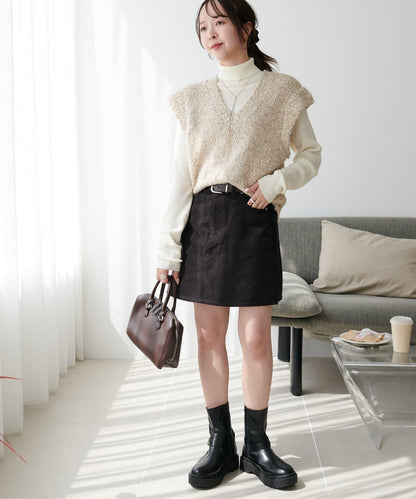 【Discoat】粗斜紋荷葉邊馬甲