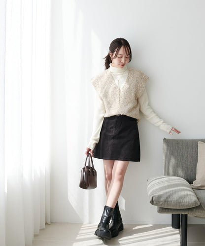 【Discoat】粗斜紋荷葉邊馬甲