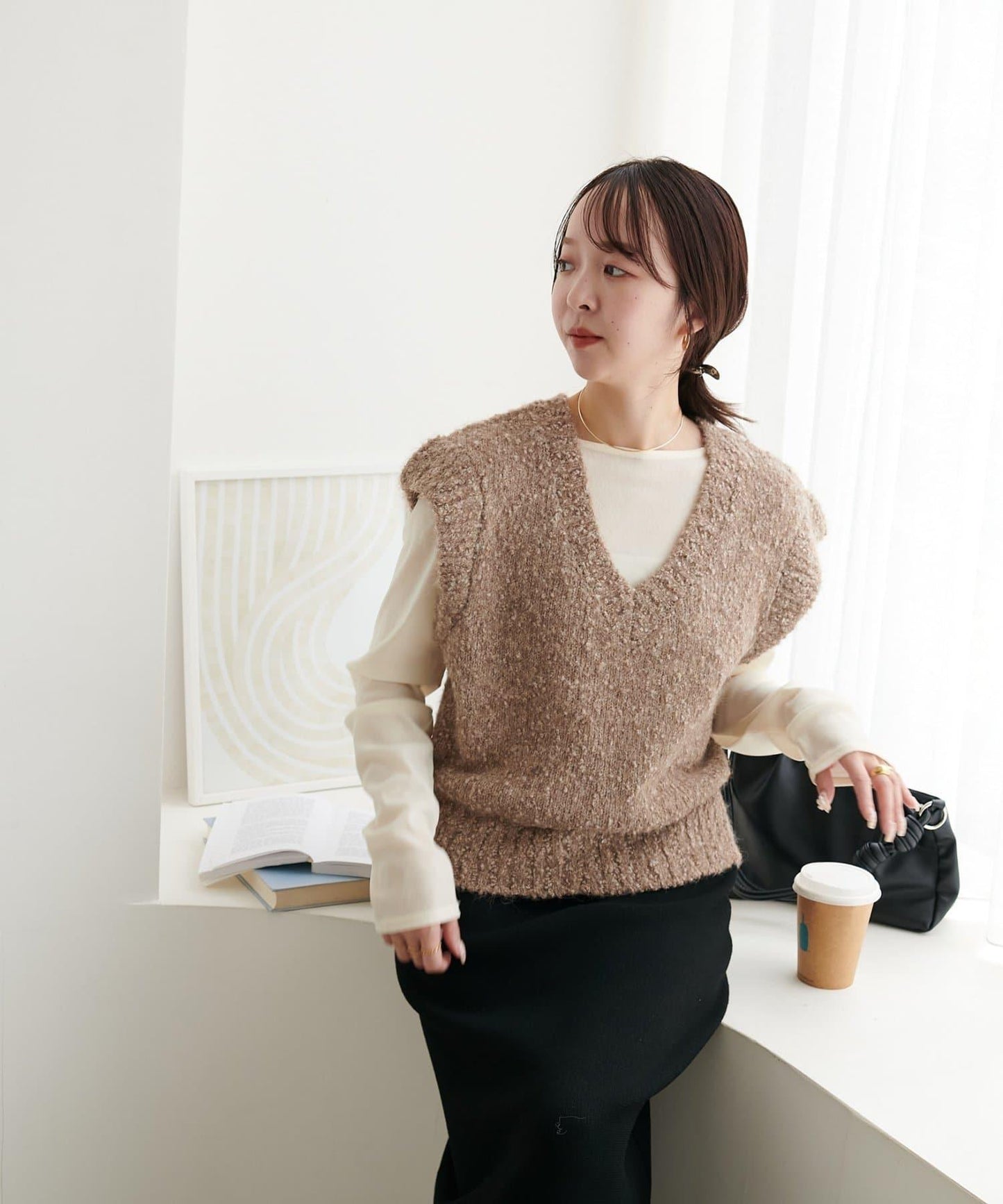 【Discoat】粗斜紋荷葉邊馬甲