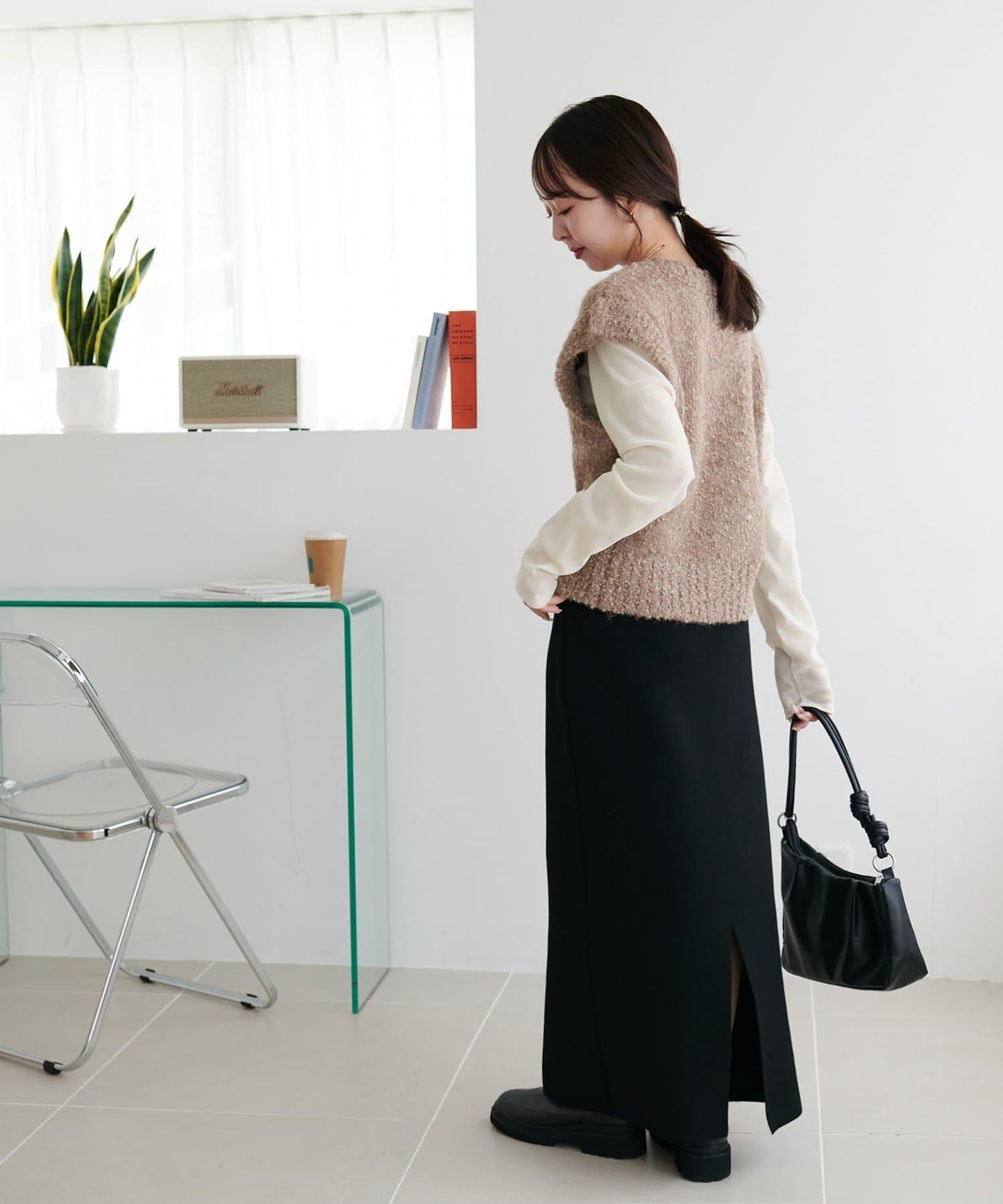 【Discoat】粗斜紋荷葉邊馬甲