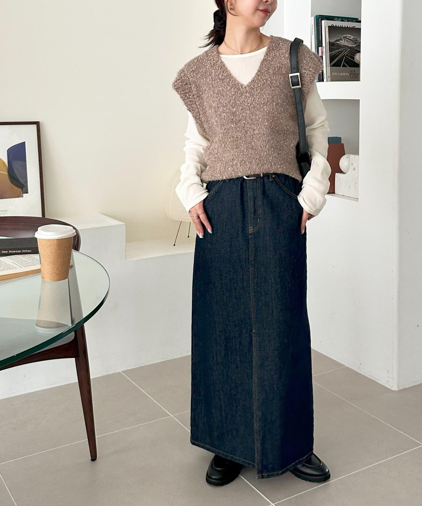 【Discoat】粗斜紋荷葉邊馬甲