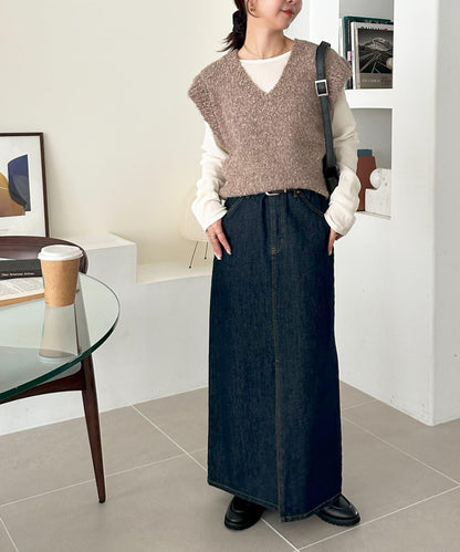 【Discoat】粗斜紋荷葉邊馬甲