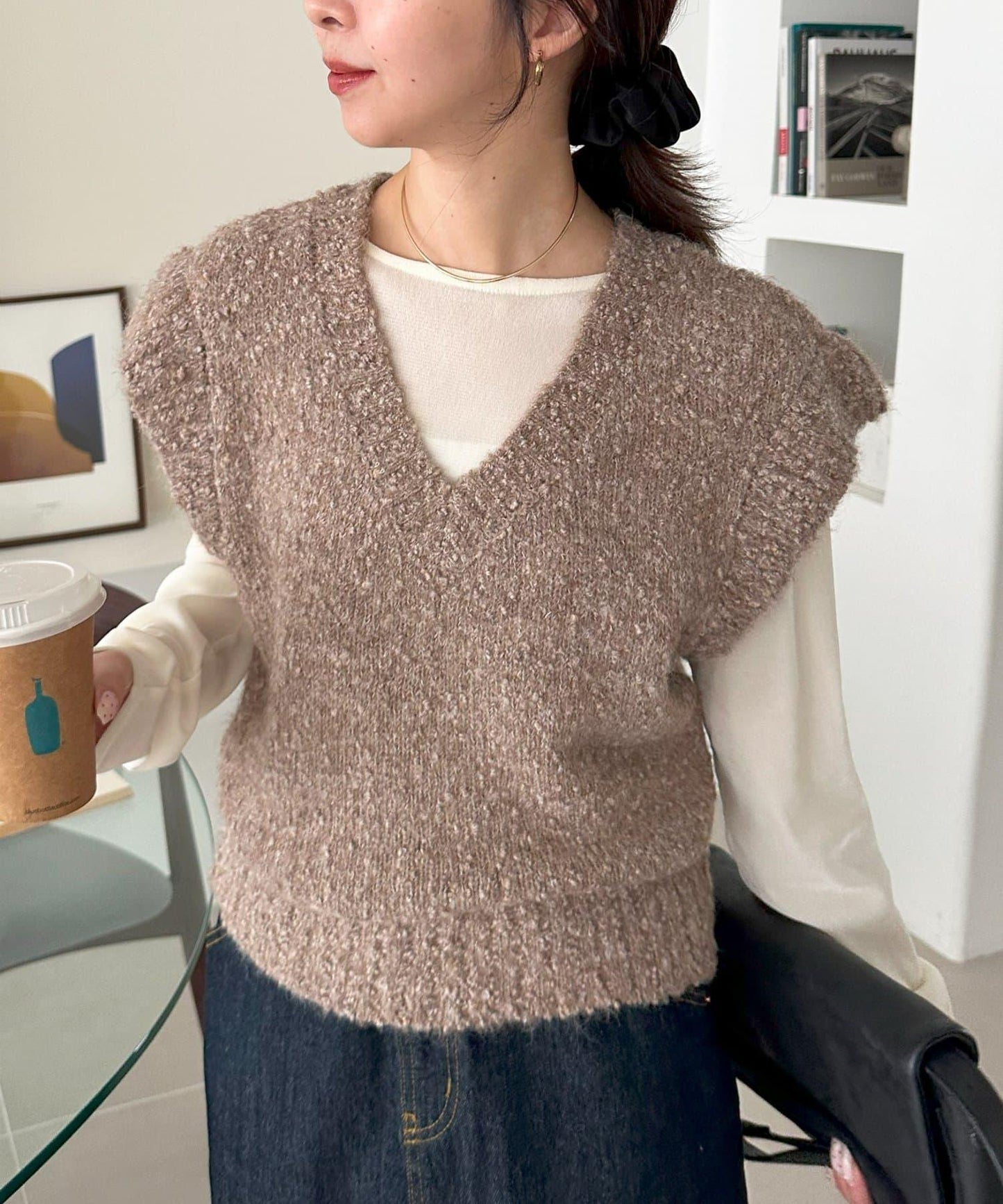 【Discoat】粗斜紋荷葉邊馬甲