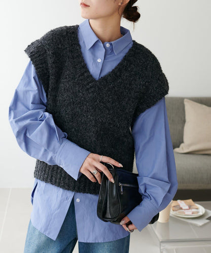 【Discoat】粗斜紋荷葉邊馬甲