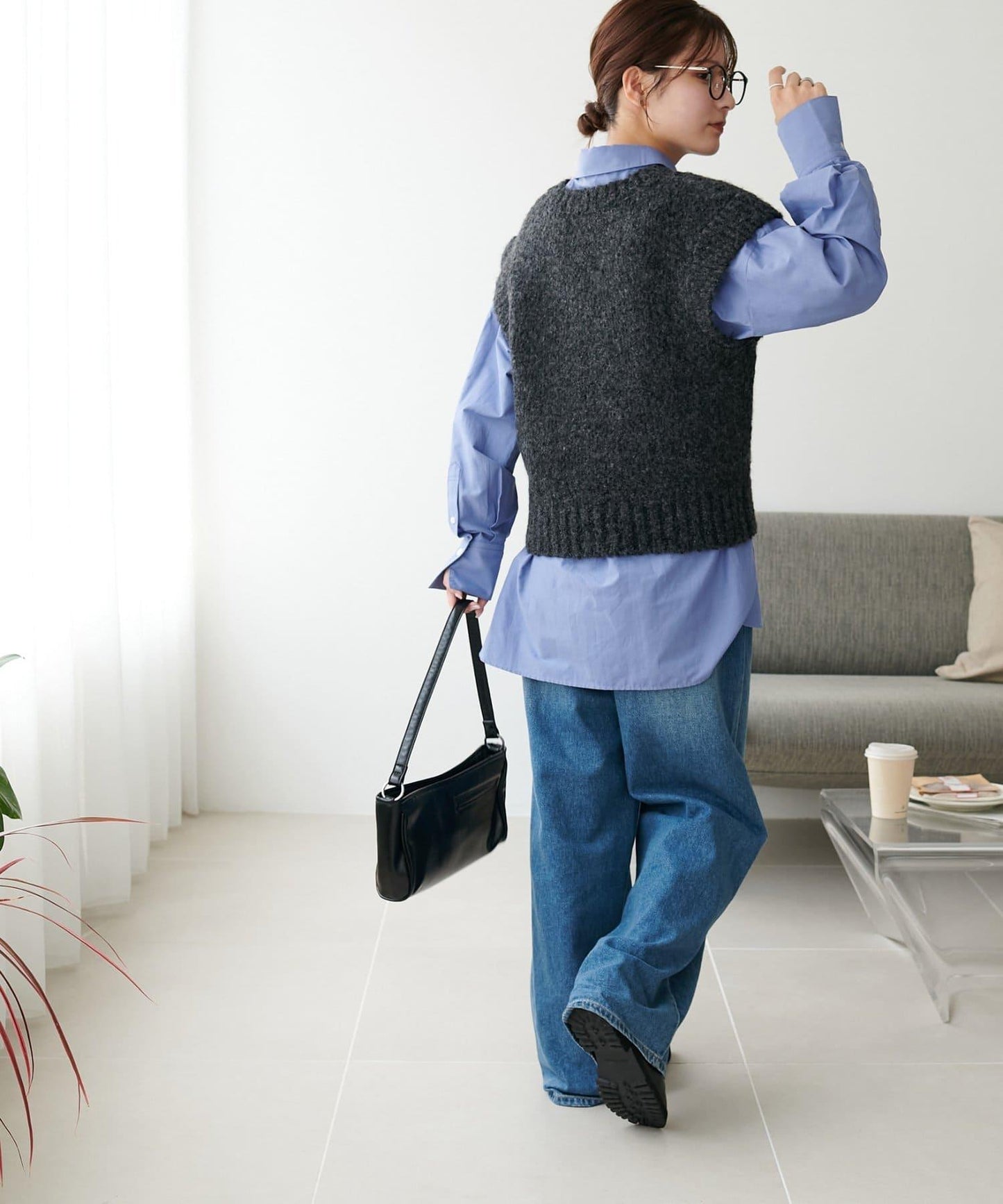 【Discoat】粗斜紋荷葉邊馬甲