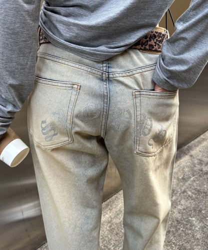 SLOPPY水鑽低腰牛仔褲