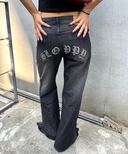 SLOPPY水鑽低腰牛仔褲