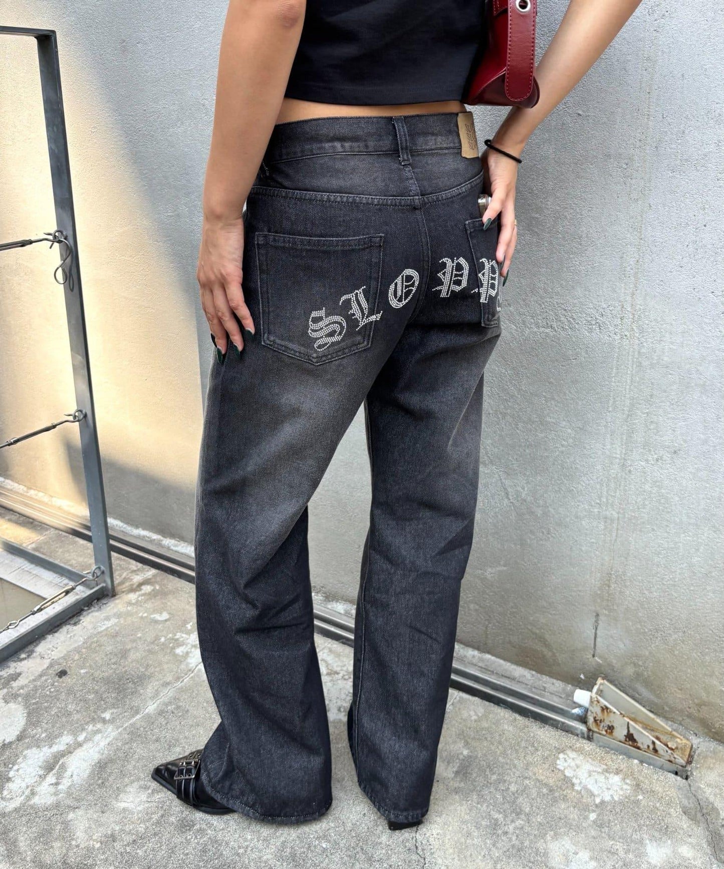 SLOPPY水鑽低腰牛仔褲