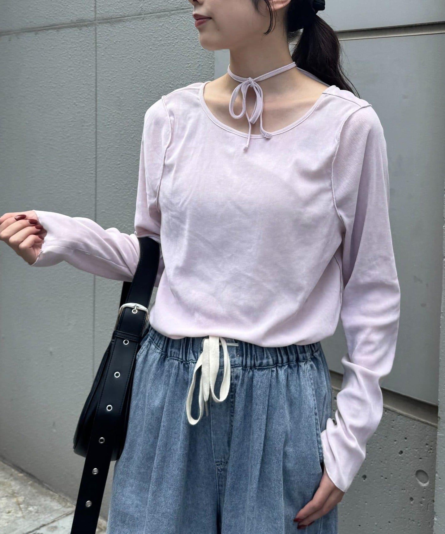 透視植絨復古工藝後系蝴蝶結上衣