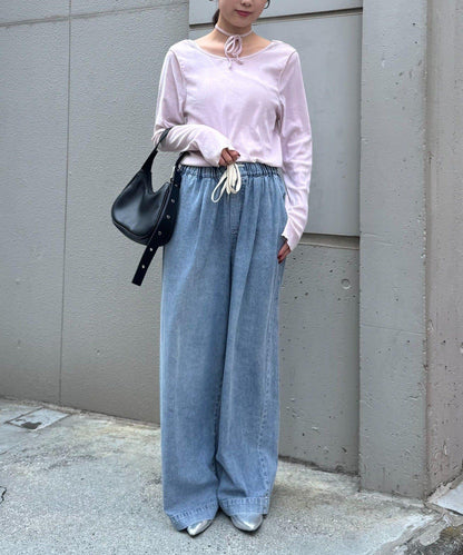 透視植絨復古工藝後系蝴蝶結上衣